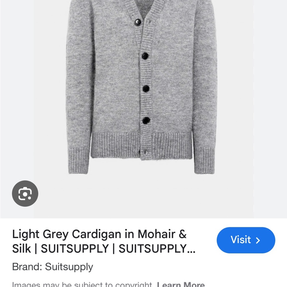 Suitsupply Gray Button-Up Cardigan